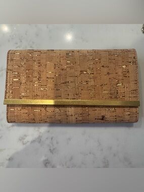 J. Crew Cork Clutch with Gold Accent